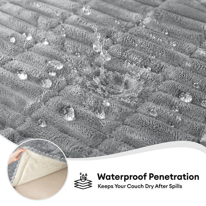 Waterproof Flannel Couch Cover and Pet Mat with Non-Slip Back