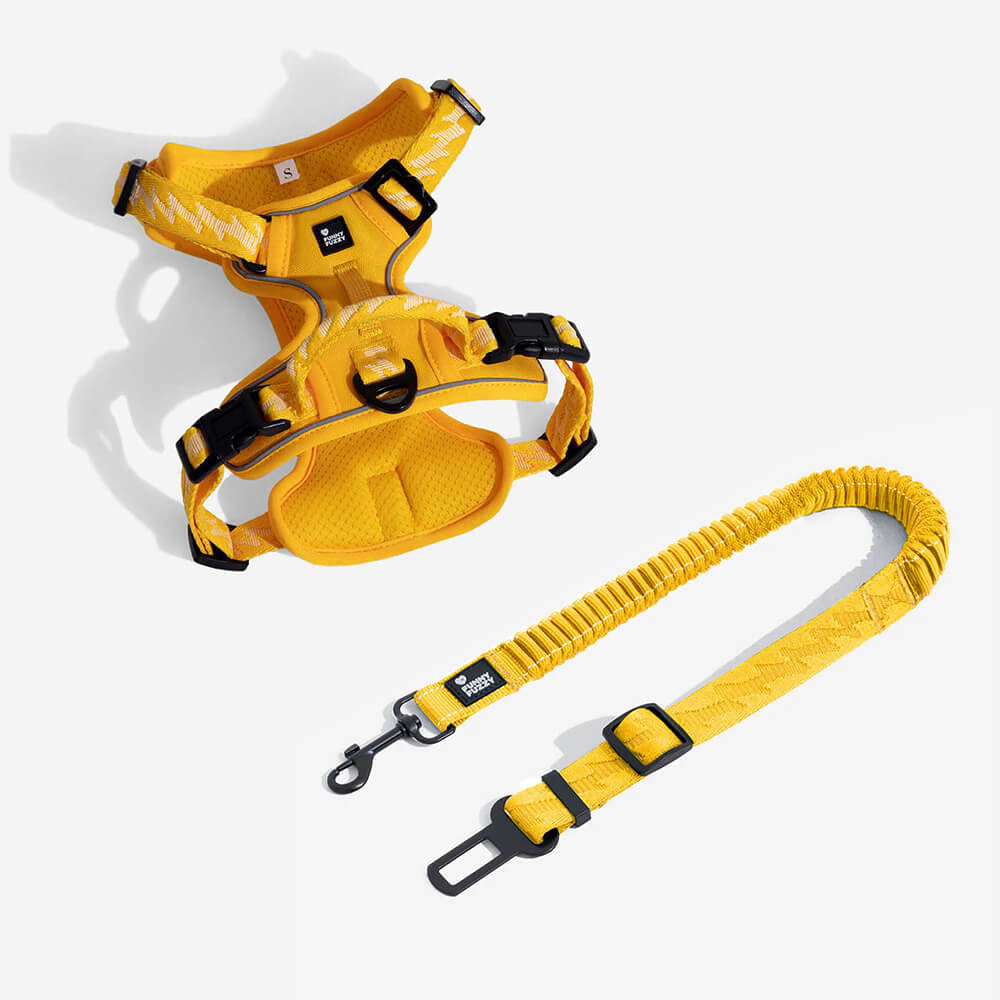 Adjustable Dog Car Seat Belt with Elastic Reflective Strap