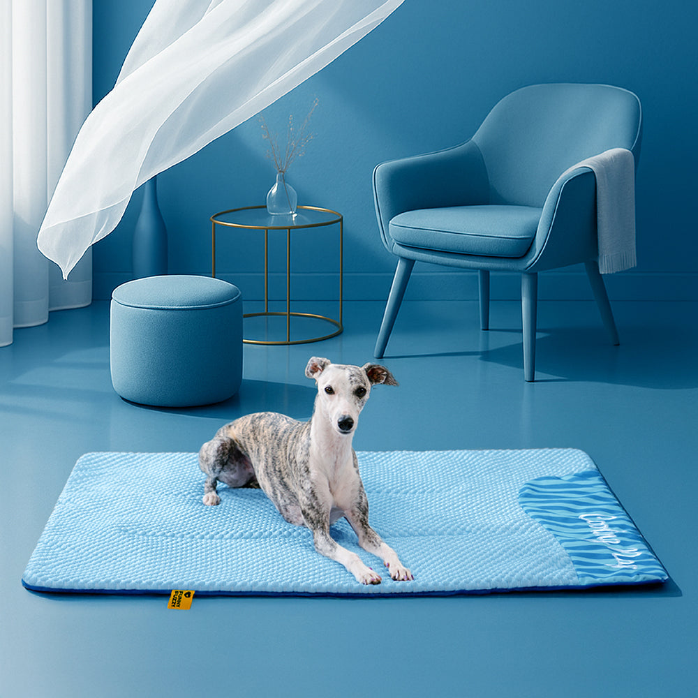 Large Cooling Dog Mat, Washable and Non-Slip, Blue Pink Grey Yellow