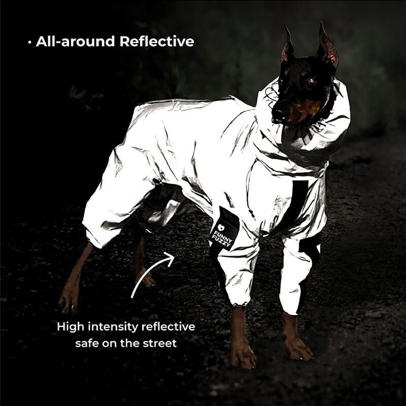 Reflective Waterproof Dog Raincoat with Harness Opening and Zip