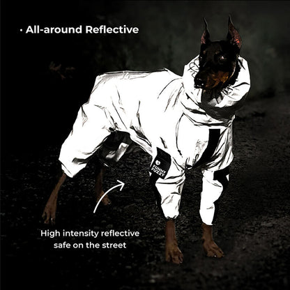 Reflective Waterproof Dog Raincoat with Harness Opening and Zip