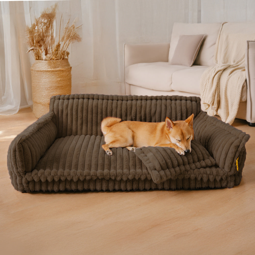 Large Washable Fluffy Orthopedic Dog Sofa Bed with Armrests