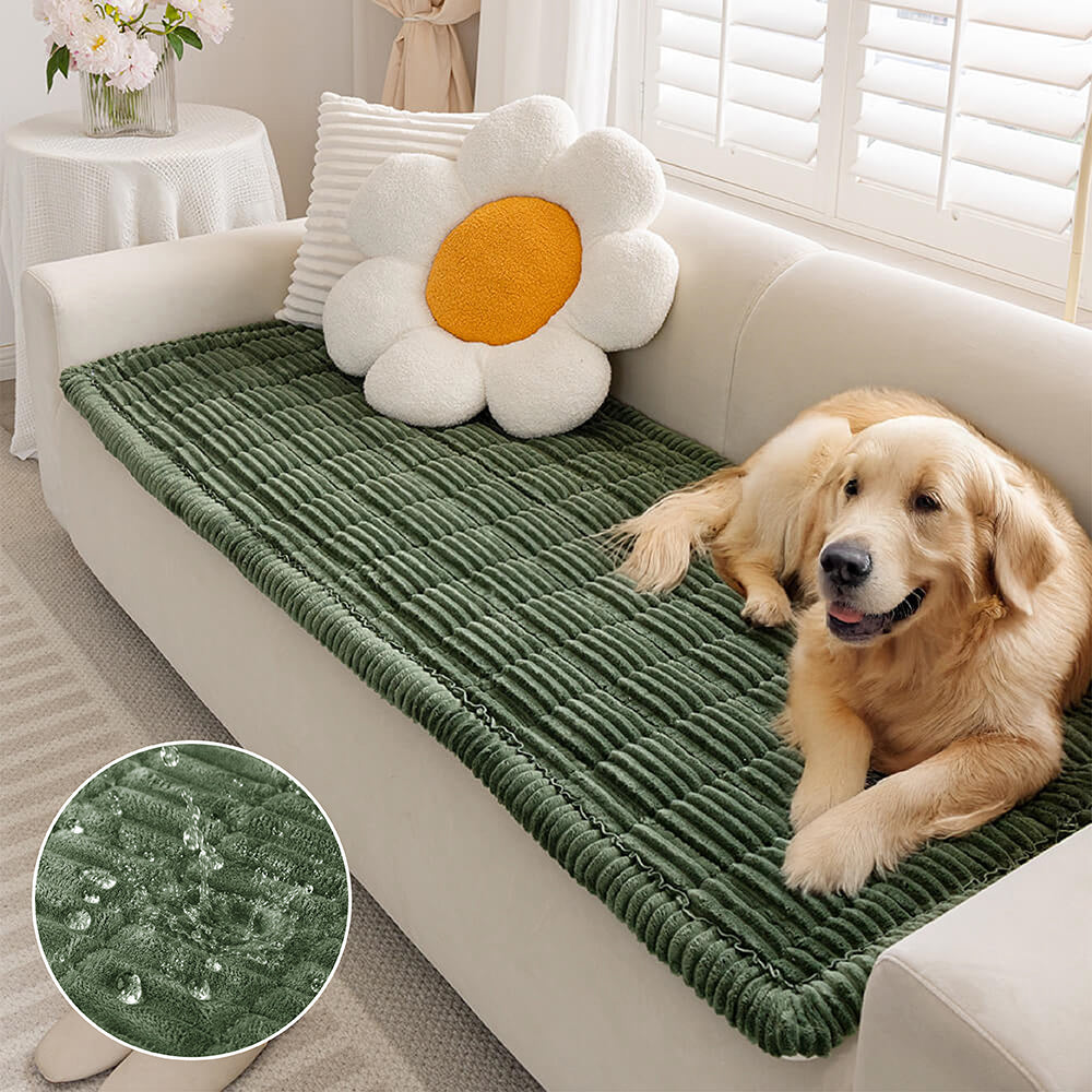 Waterproof Flannel Couch Cover and Pet Mat with Non-Slip Back