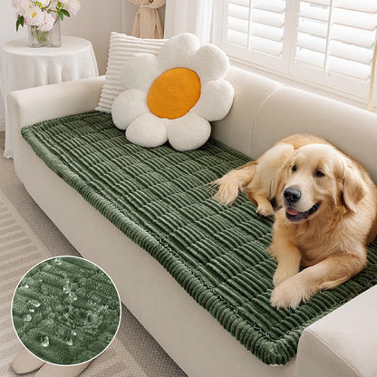 Waterproof Flannel Couch Cover and Pet Mat with Non-Slip Back
