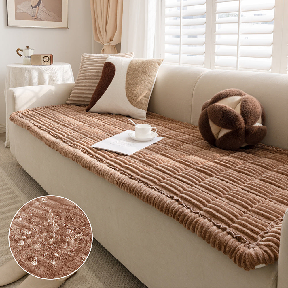 Waterproof Flannel Couch Cover and Pet Mat with Non-Slip Back