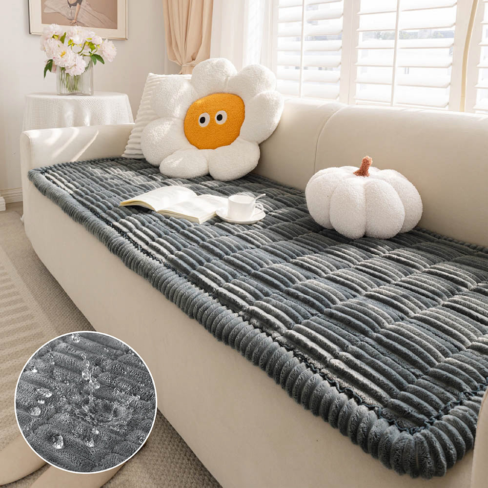 Waterproof Flannel Couch Cover and Pet Mat with Non-Slip Back