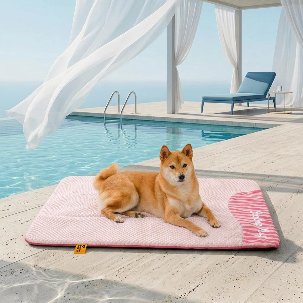 Large Cooling Dog Mat, Washable and Non-Slip, Blue Pink Grey Yellow