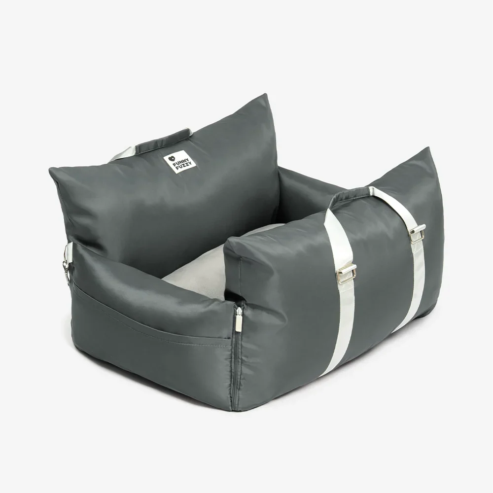 Waterproof Dog Car Seat Bed with Side Pockets and Safety Buckle