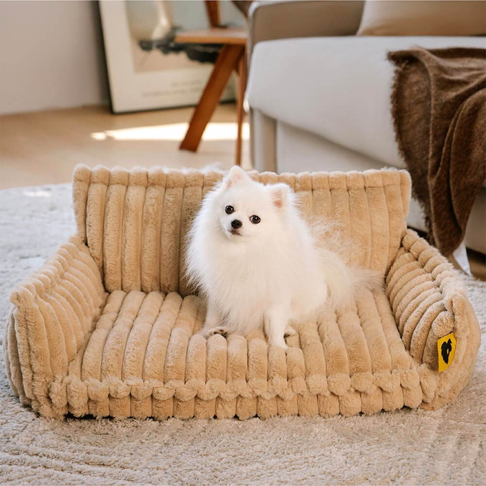 Large Washable Fluffy Orthopedic Dog Sofa Bed with Armrests