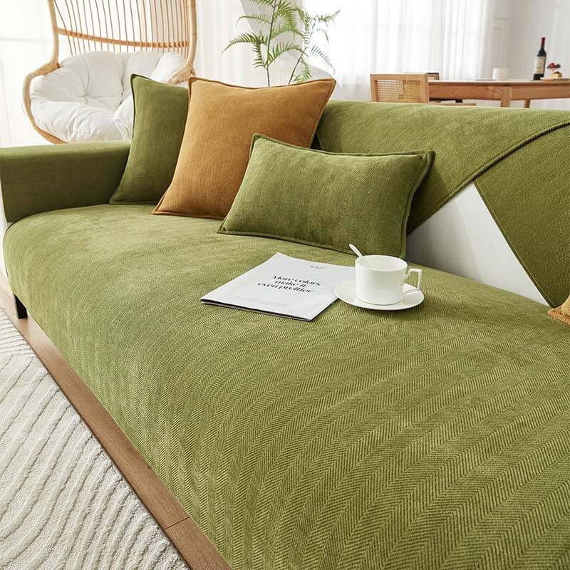 Waterproof Herringbone Chenille Couch Cover for Dogs and Cats