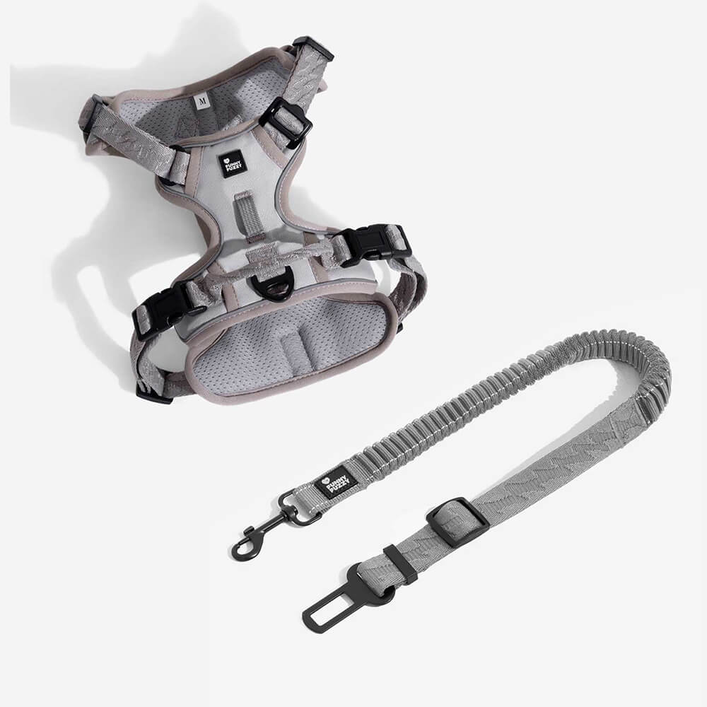 Adjustable Dog Car Seat Belt with Elastic Reflective Strap