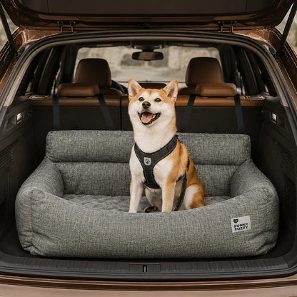 Canvas Dog Car Back Seat Bed with Bolsters, Washable, Full Width