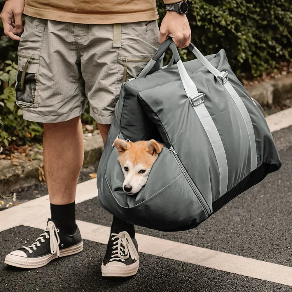 Waterproof Dog Car Seat Bed with Side Pockets and Safety Buckle