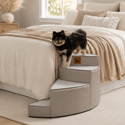 Faux Leather Spiral Dog Stairs for Bed and Sofa, 2-4 Steps