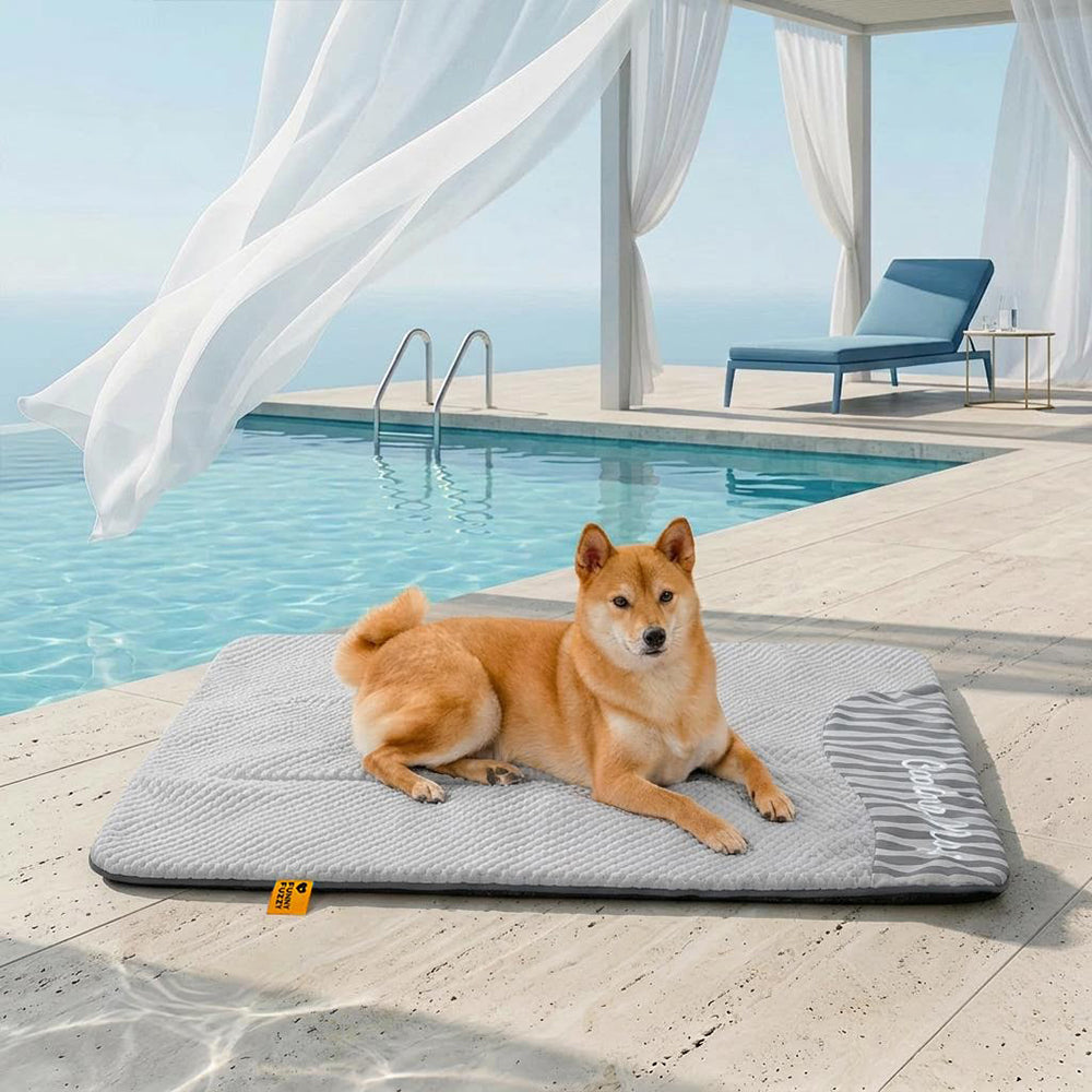 Large Cooling Dog Mat, Washable and Non-Slip, Blue Pink Grey Yellow