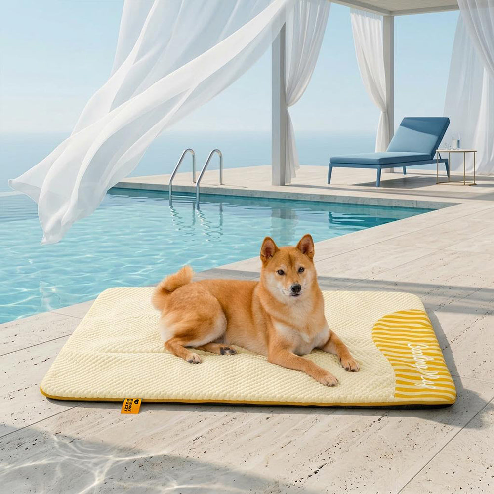 Large Cooling Dog Mat, Washable and Non-Slip, Blue Pink Grey Yellow