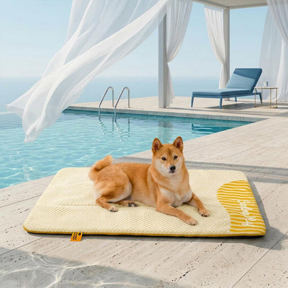 Large Cooling Dog Mat, Washable and Non-Slip, Blue Pink Grey Yellow