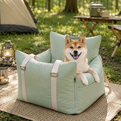 Waterproof Dog Car Seat Bed with Side Pockets and Safety Buckle