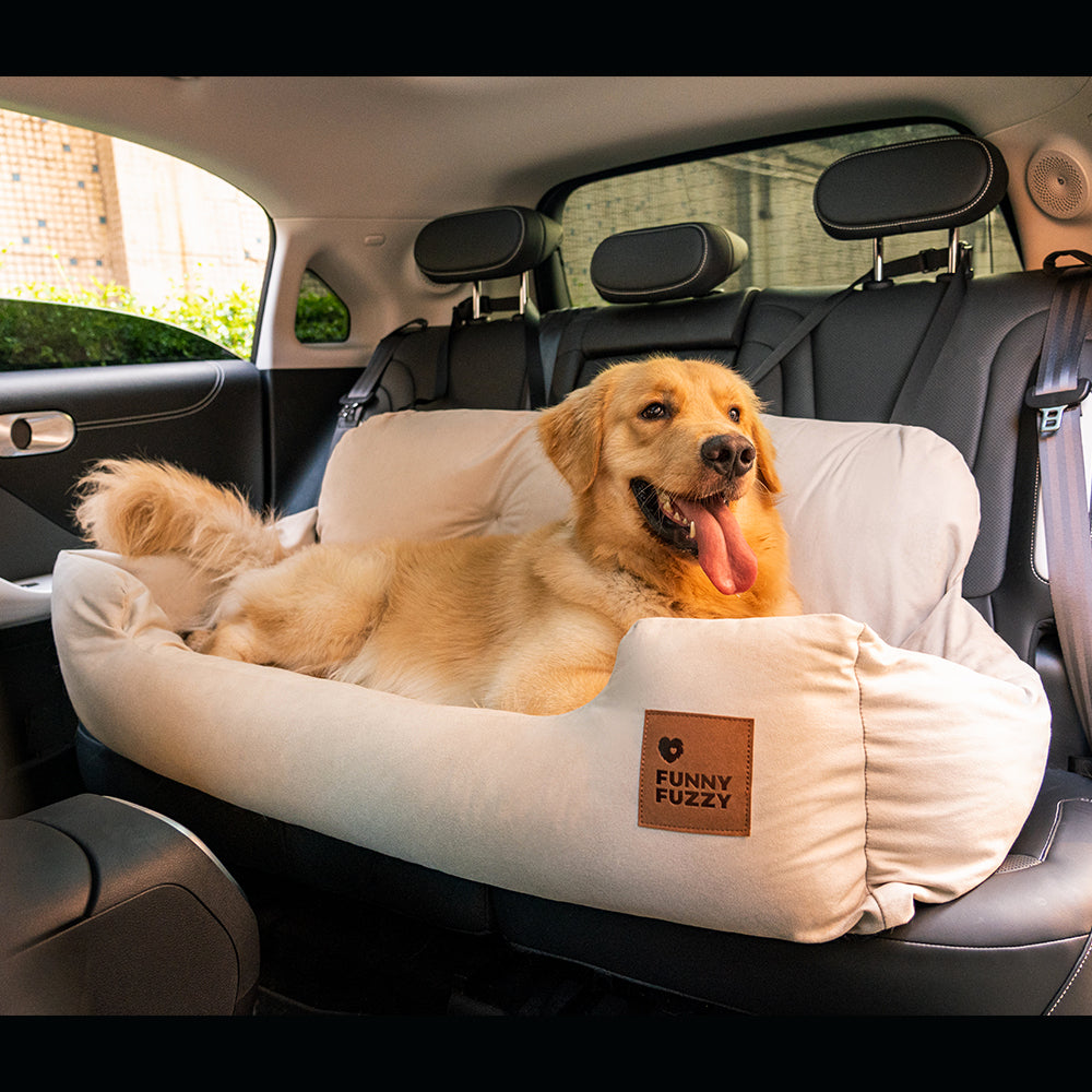 Dog Car Back Seat Bed with Bolsters and Storage Pocket, Medium to Large
