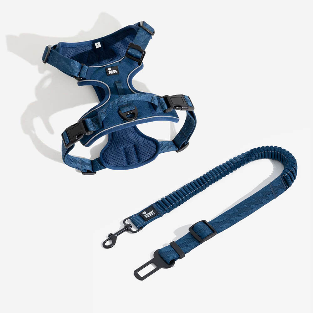 Adjustable Dog Car Seat Belt with Elastic Reflective Strap