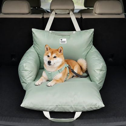 Waterproof Dog Car Seat Bed with Side Pockets and Safety Buckle