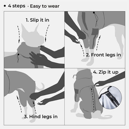 Reflective Waterproof Dog Raincoat with Harness Opening and Zip