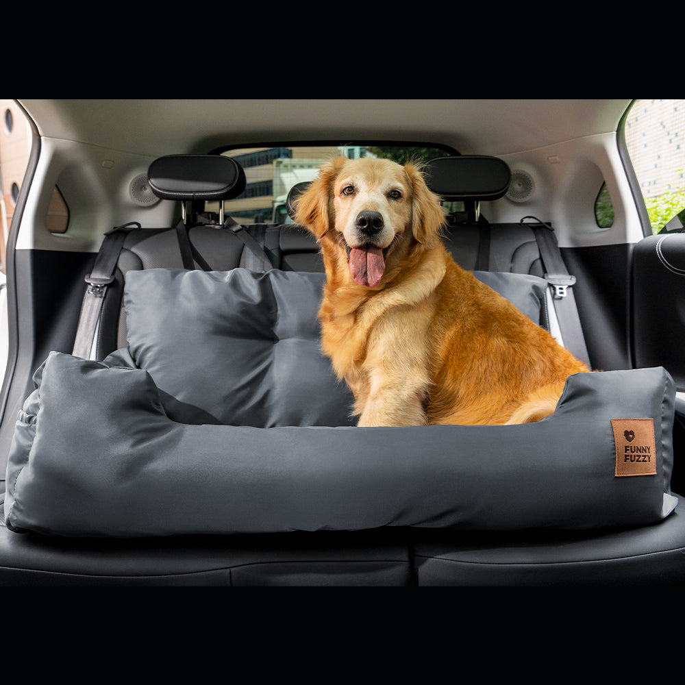 Dog Car Back Seat Bed with Bolsters and Storage Pocket, Medium to Large