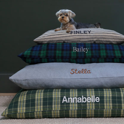 Brown Ticking Stripe Cotton Dog Bed with Removable Washable Cover