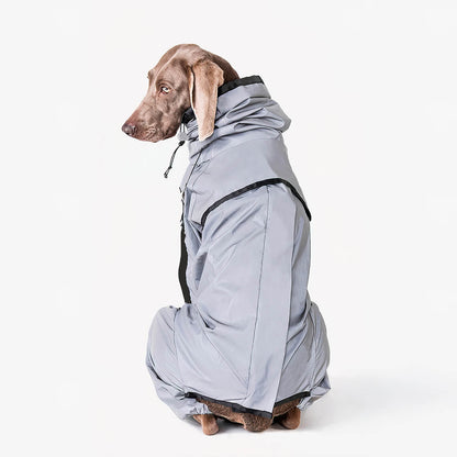 Reflective Waterproof Dog Raincoat with Harness Opening and Zip