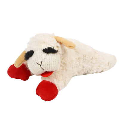 Plush Sheep Squeaker Dog Toy with Red Feet