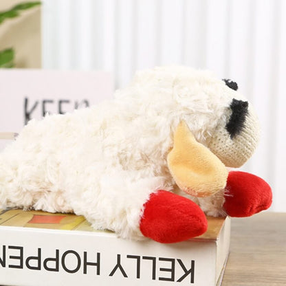 Plush Sheep Squeaker Dog Toy with Red Feet