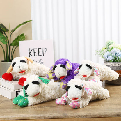 Plush Sheep Squeaker Dog Toy with Red Feet
