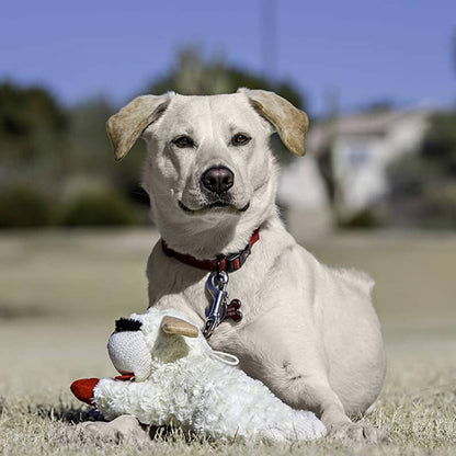 Plush Sheep Squeaker Dog Toy with Red Feet