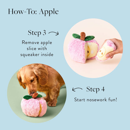 Pink Apple Snuffle Dog Toy with Hidden Treat Pockets