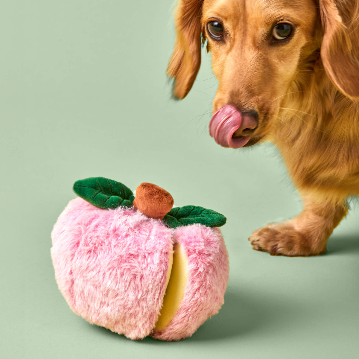 Pink Apple Snuffle Dog Toy with Hidden Treat Pockets