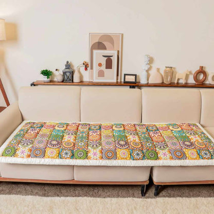 Quilted Cotton Couch Cover and Pet Mat with Non-Slip Bottom, Floral