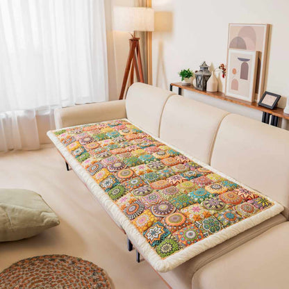 Quilted Cotton Couch Cover and Pet Mat with Non-Slip Bottom, Floral