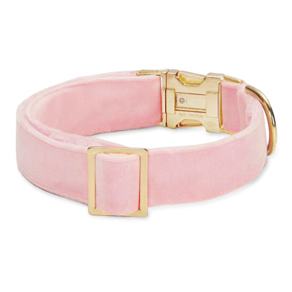 Blush Pink Velvet Dog Collar, Sizes XS to Large