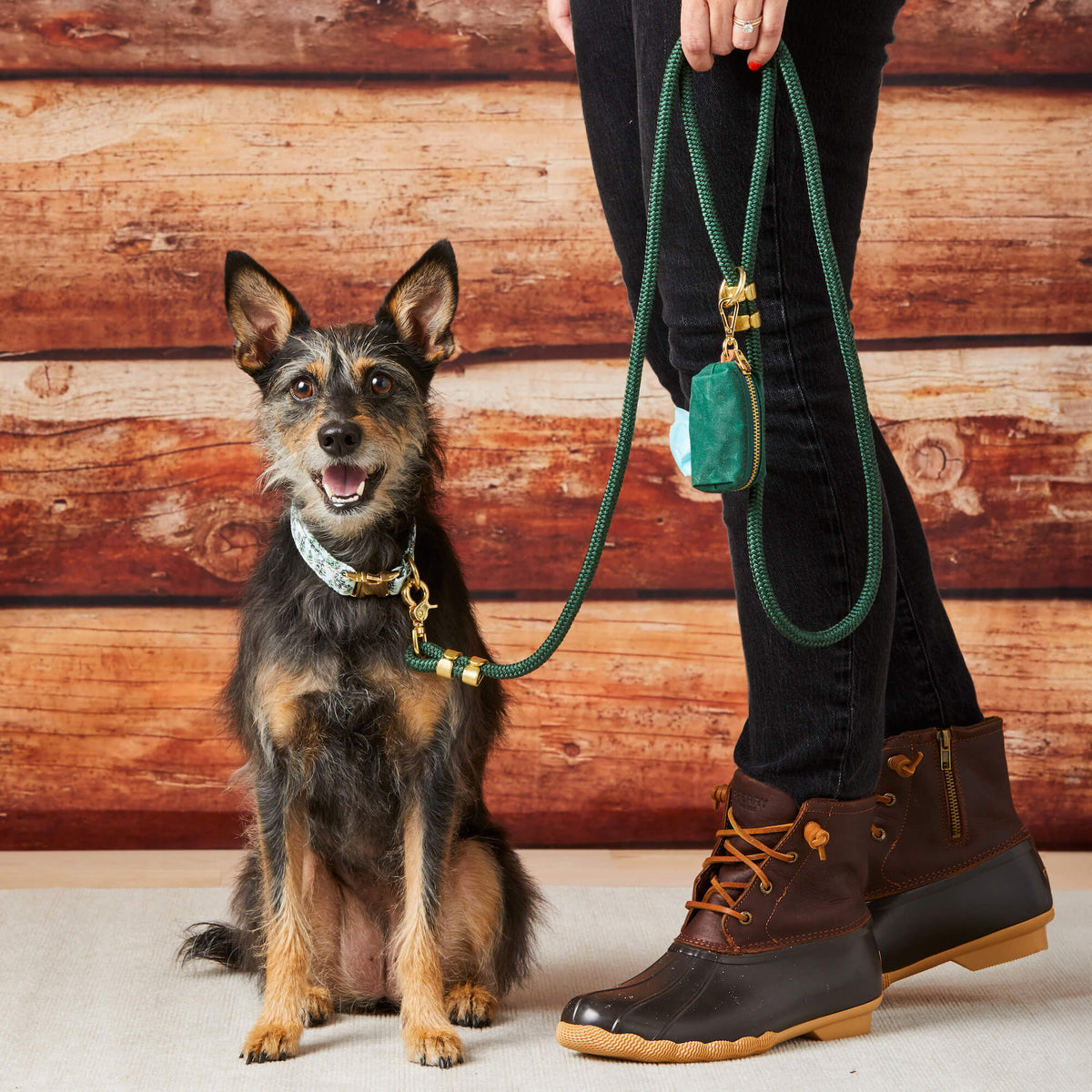 Forest Green Waxed Canvas Dog Waste Bag Holder with Clip