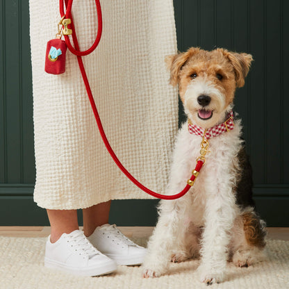 Ruby Red Waxed Canvas Dog Waste Bag Holder with Clip