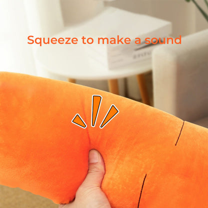 Squeaky Plush Carrot Dog Toy with Crinkle Leaves