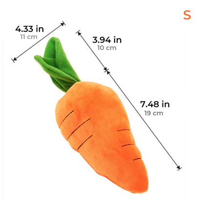 Squeaky Plush Carrot Dog Toy with Crinkle Leaves