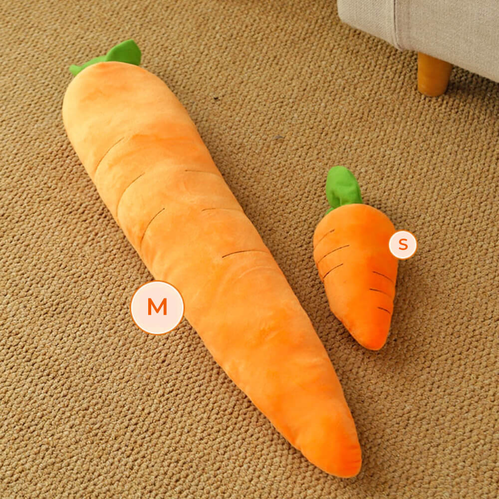 Squeaky Plush Carrot Dog Toy with Crinkle Leaves