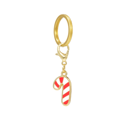 Candy Cane Dog Collar Charm, Double-Sided Hard Enamel