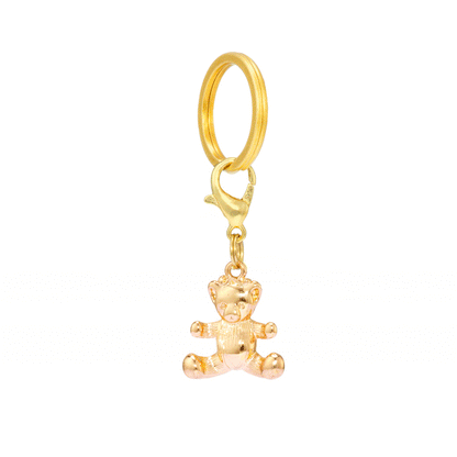Gold Teddy Bear Collar Charm with Lobster Clasp