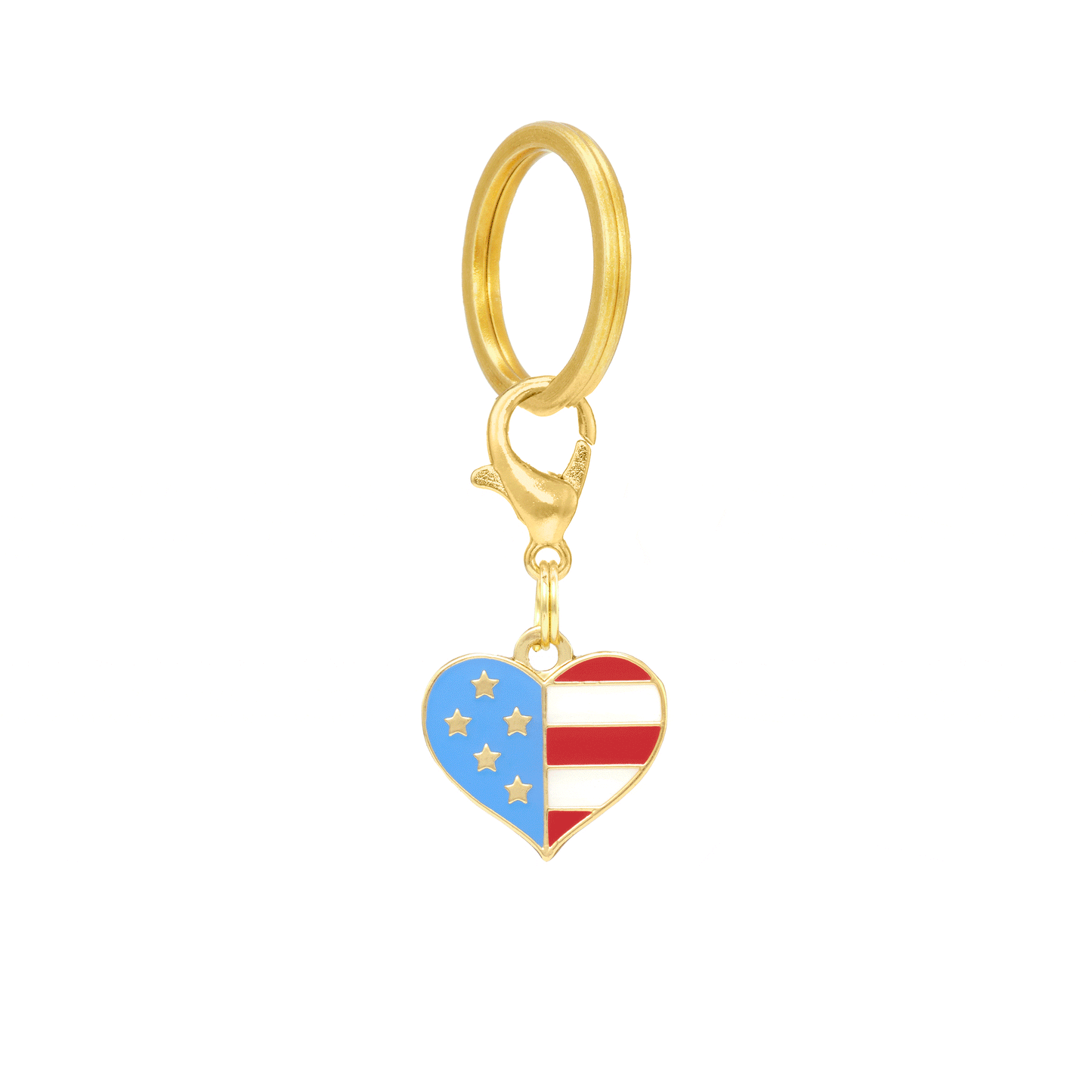 Gold I Heart America Stainless Steel Dog Collar Charm