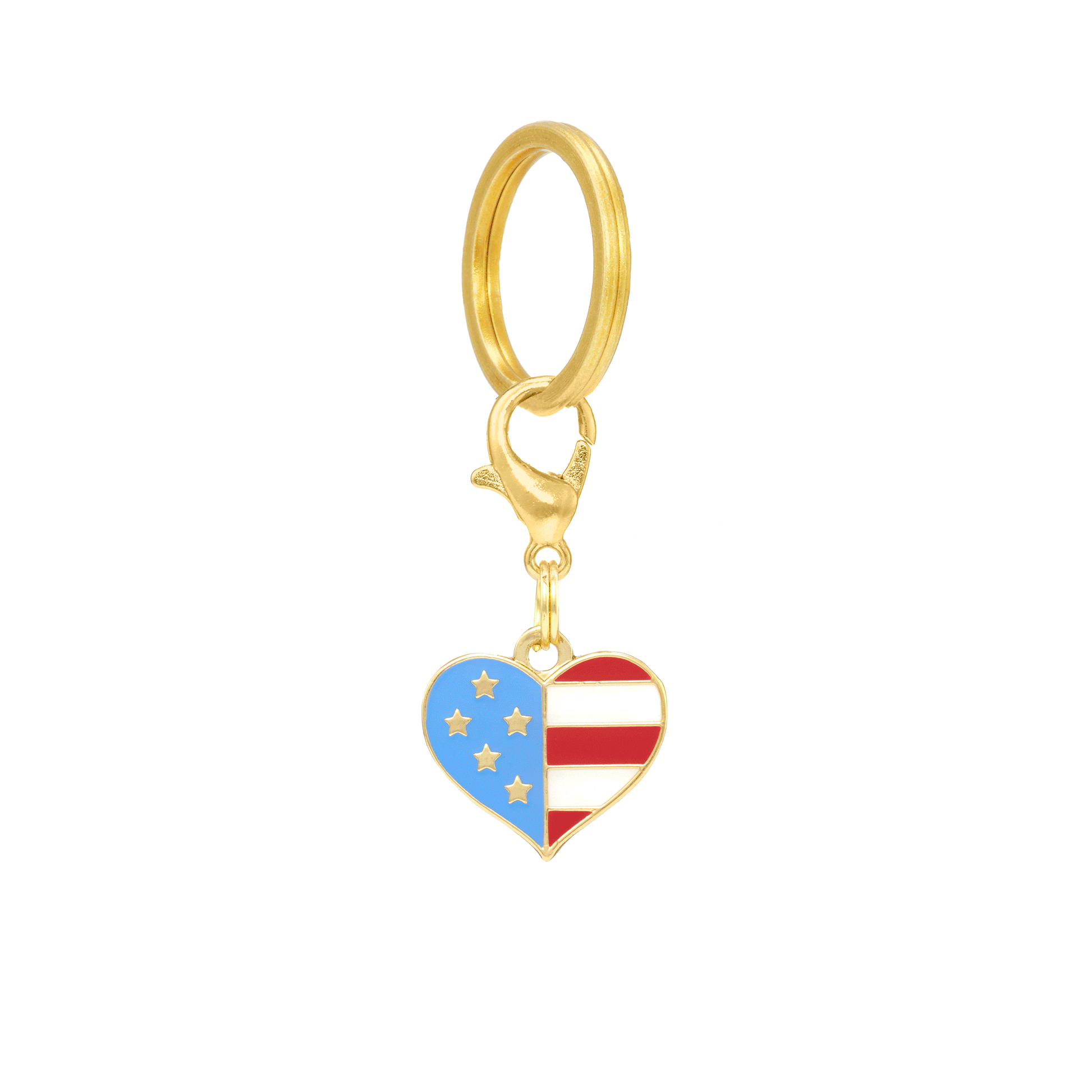 Gold I Heart America Stainless Steel Dog Collar Charm