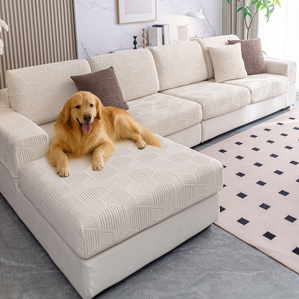Honeycomb Jacquard Stretch Sectional Couch Cover, Water-Resistant