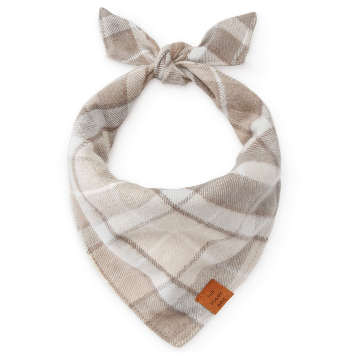 Tan & Cream Plaid Flannel Triangle Tie Dog Bandana