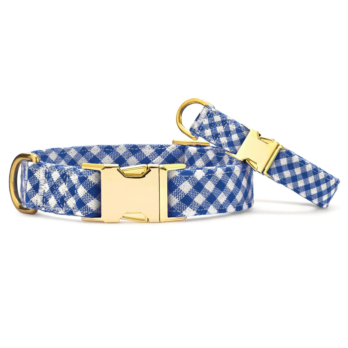 Royal Blue Gingham Dog Collar, Sizes XS to Large